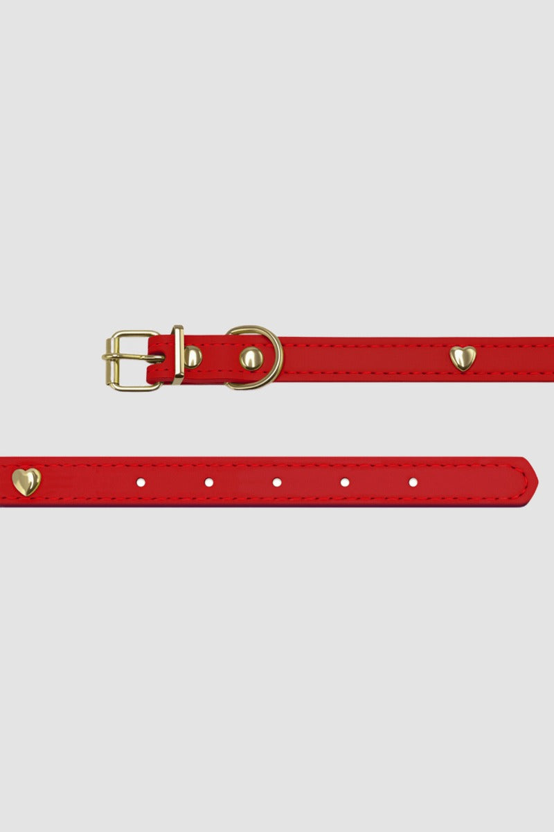 Pettrove Handmade Rhinestone Dog & Cat Leather Collar Red Crystal Pendant