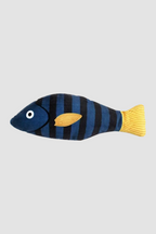 HiDREAM Tiger Snapper Blue Fish Catnip Kicker Toy with Bell