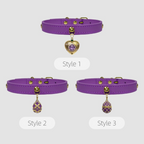 Pettrove Handmade Rhinestone Dog & Cat Leather Collar Purple Crystal Pendant