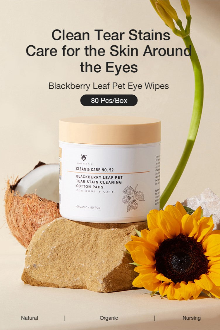 Amo Petric Blackberry Leaf Pet Tear Stain Cleaning Wipes 80 Sheets