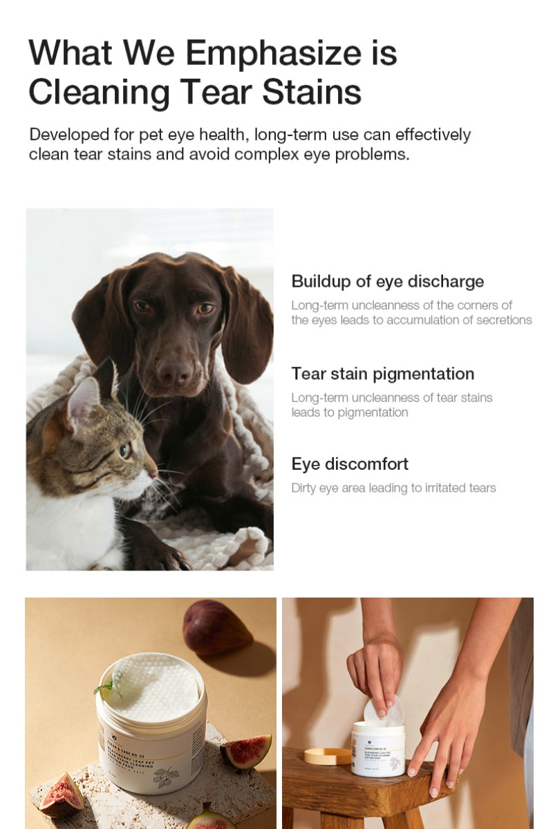 Amo Petric Blackberry Leaf Pet Tear Stain Cleaning Wipes 80 Sheets