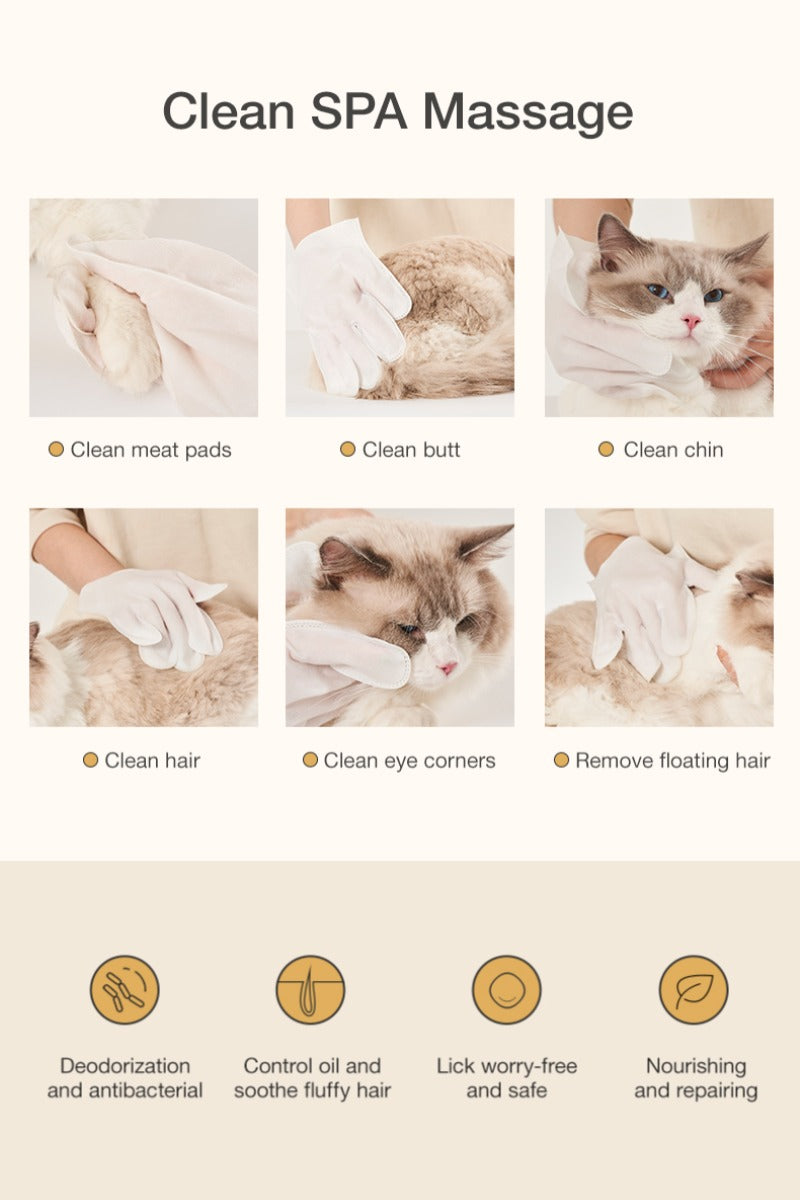 Amo Petric Blue Cypress No-Rinse Grooming Glove for Dogs & Cats 7 Psc