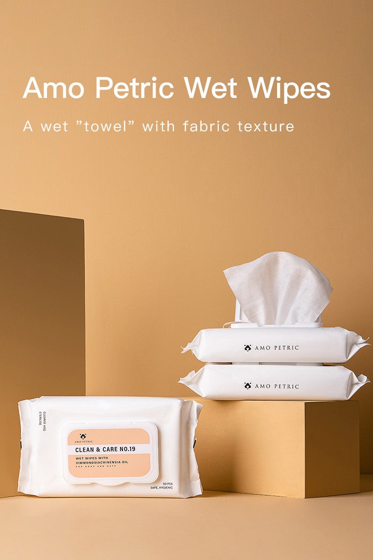 Amo Petric Jojoba Oil Unscented Pet Wipes for Dogs & Cats 50 Sheets