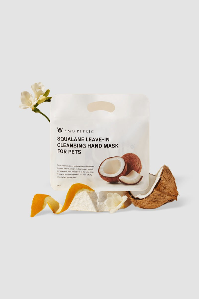 Amo Petric Squalane Leave-in Deep Cleaning Gloves for Dogs & Cats 6 Pcs