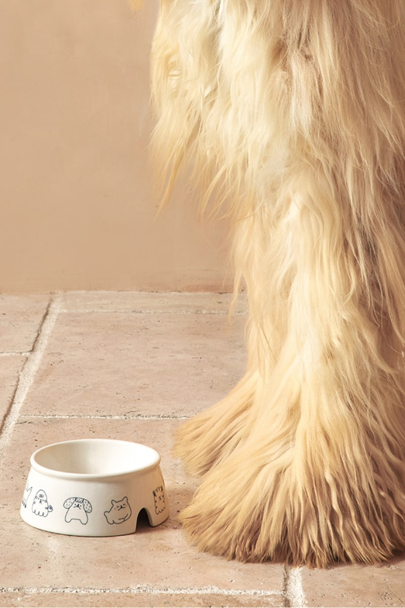 AmoPetric Smiling Ceramic Pet Bowl for Dogs & Cats