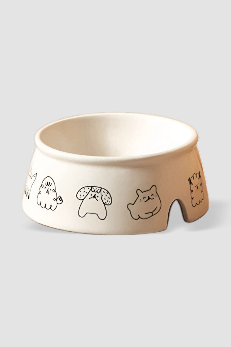 AmoPetric Smiling Ceramic Pet Bowl for Dogs & Cats