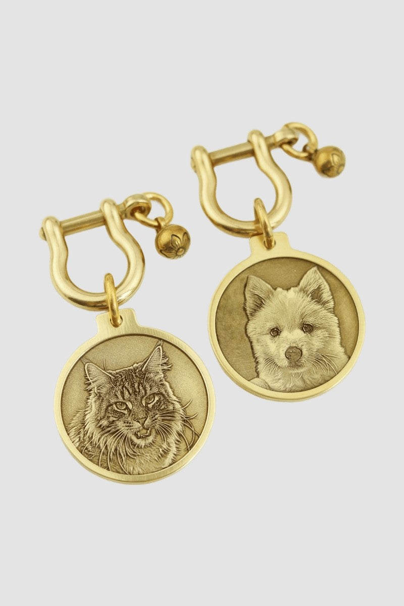 Custom Deep Engraved Brass Pet ID Tag for Dogs & Cats