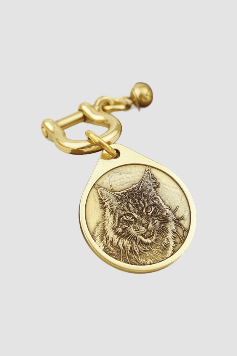 Custom Deep Engraved Teardrop Brass Pet ID Tag for Dogs & Cats