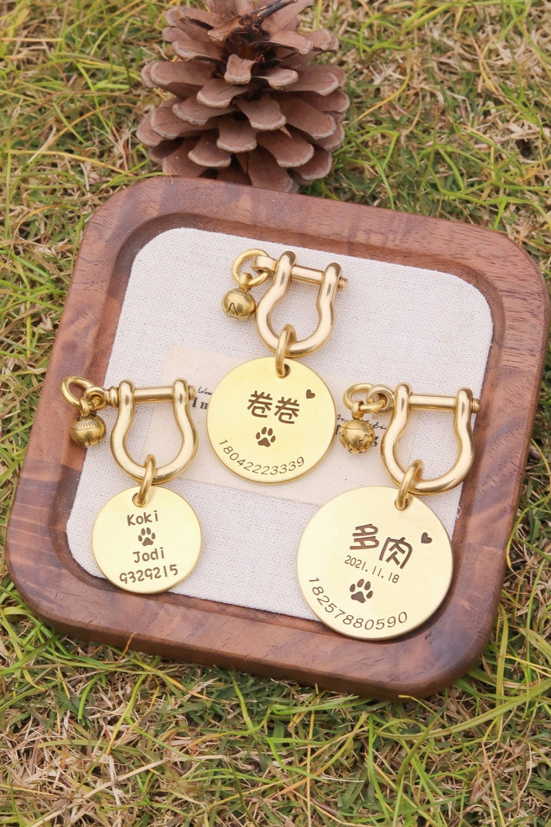 Custom Engraved Brass Pet ID Tag for Dogs & Cats
