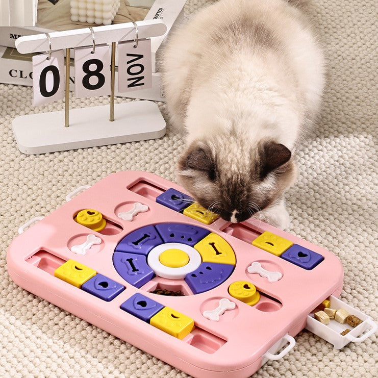 Dog Treat Puzzle Toy with Sliding Drawer