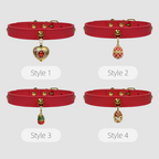 Pettrove Handmade Rhinestone Dog & Cat Leather Collar Red Crystal Pendant