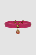 Pettrove Handmade Rhinestone Dog & Cat Leather Collar Pink Crystal