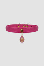 Pettrove Handmade Rhinestone Dog & Cat Leather Collar Pink Crystal