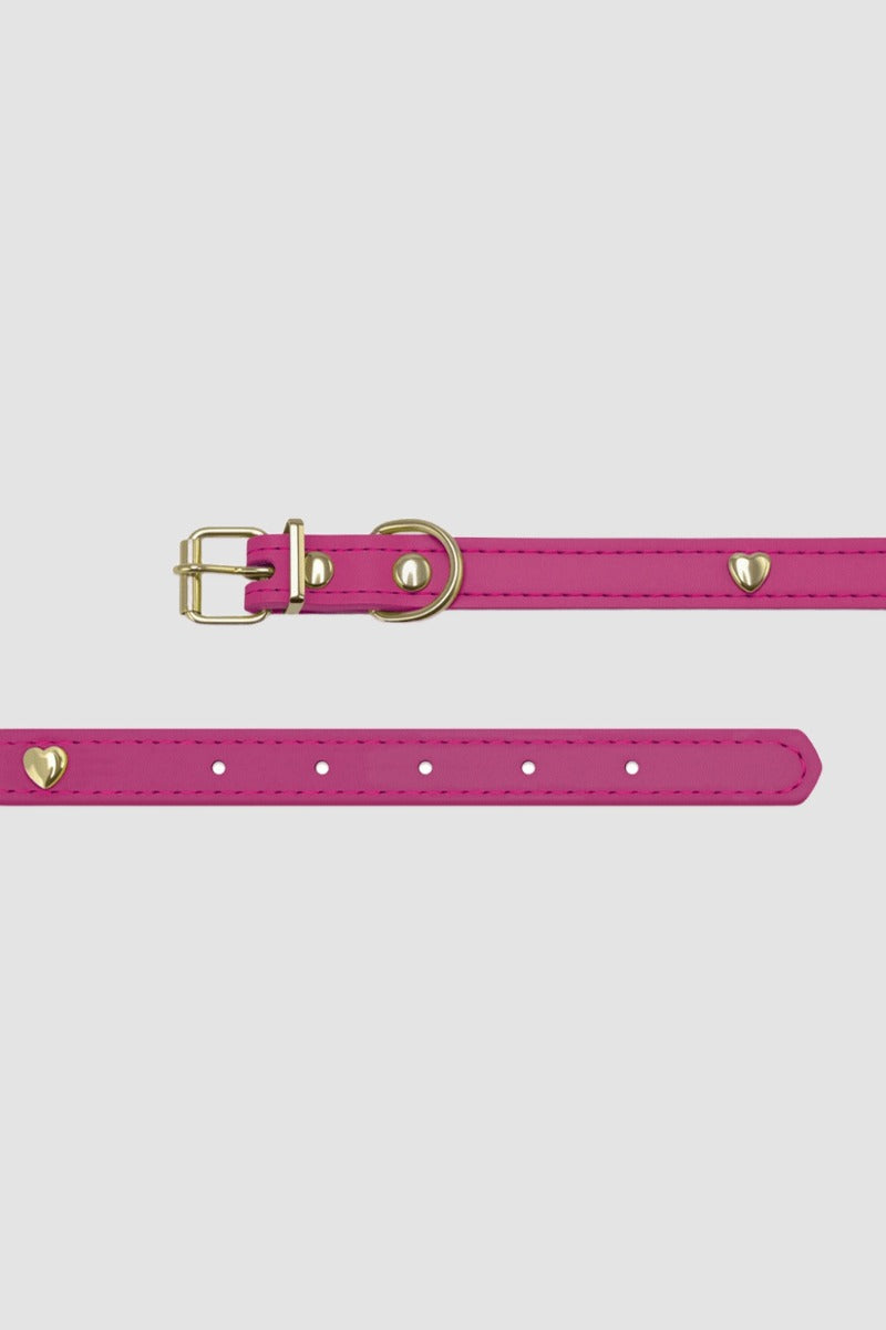 Pettrove Handmade Rhinestone Dog & Cat Leather Collar Pink Crystal