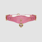 Pettrove Handmade Rhinestone Dog & Cat Leather Collar Pink Zircon Pendant