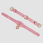 Pettrove Handmade Rhinestone Dog & Cat Leather Collar Pink Zircon Pendant
