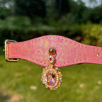 Pettrove Handmade Rhinestone Dog & Cat Leather Collar Pink Zircon Pendant