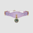 Pettrove Handmade Rhinestone Dog & Cat Leather Collar Purple Zircon Pendant