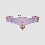 Pettrove Handmade Rhinestone Dog & Cat Leather Collar Purple Zircon Pendant