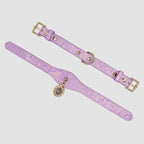 Pettrove Handmade Rhinestone Dog & Cat Leather Collar Purple Zircon Pendant