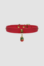 Pettrove Handmade Rhinestone Dog & Cat Leather Collar Red Crystal Pendant