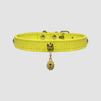 Pettrove Handmade Rhinestone Dog & Cat Leather Collar Yellow Crystal Pendant