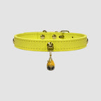 Pettrove Handmade Rhinestone Dog & Cat Leather Collar Yellow Crystal Pendant