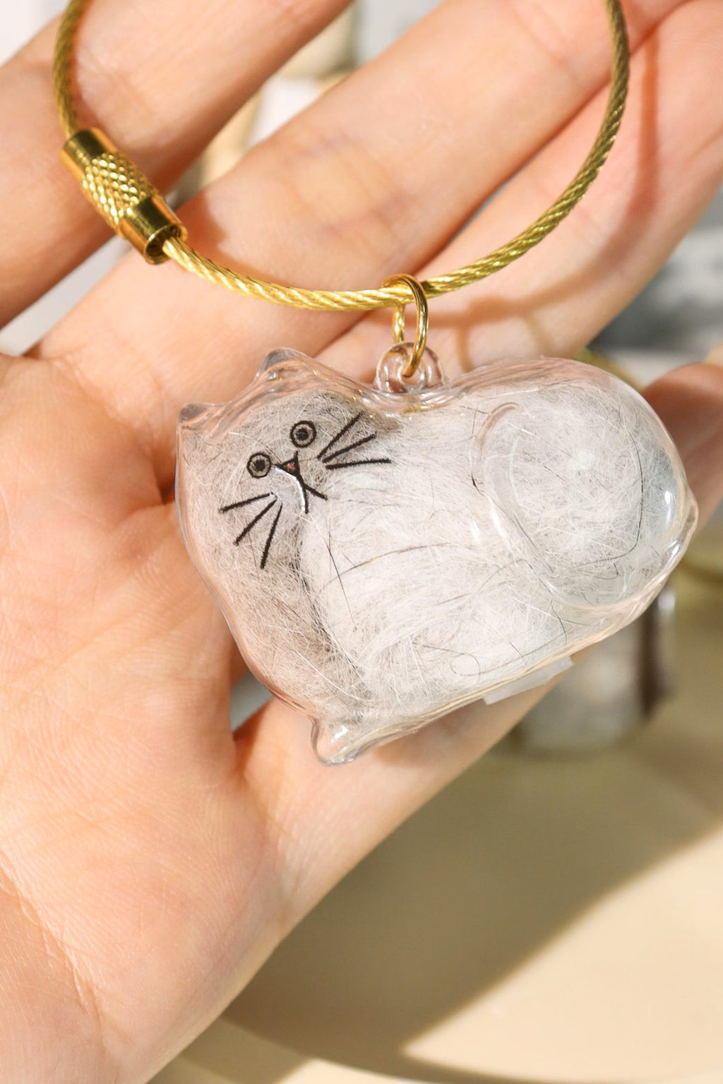Personalized Cat Hair Keepsake Keychain