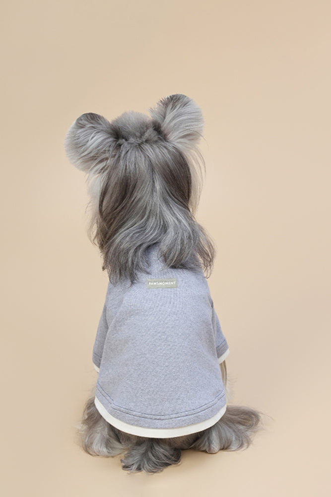 PAWSMOMENT 컴포트 코튼 강아지 티셔츠 - 그레이