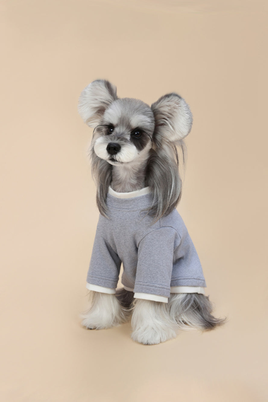 PAWSMOMENT 컴포트 코튼 강아지 티셔츠 - 그레이