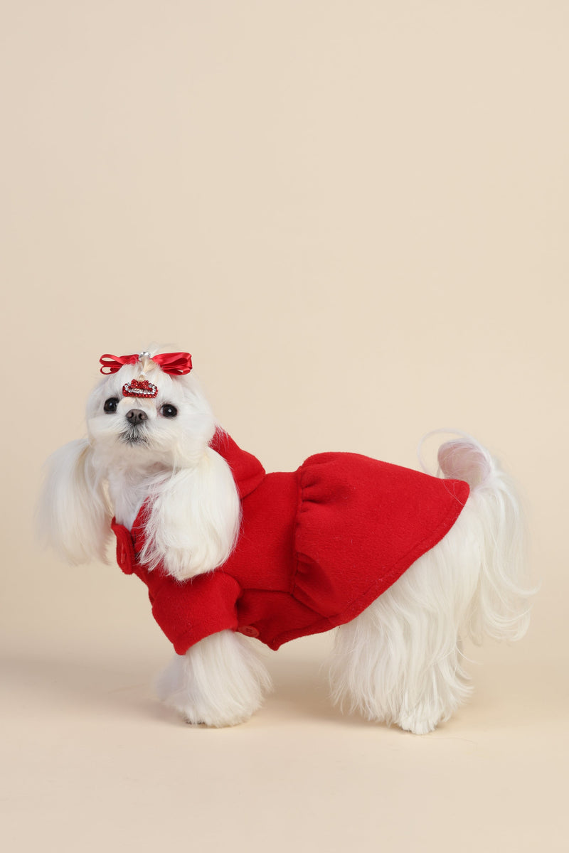 PAWSMOMENT Cotton Dog Coat - Red
