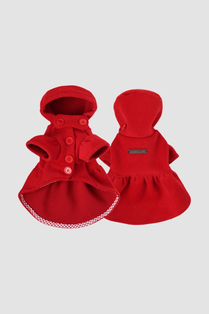 PAWSMOMENT 코튼 강아지 코트 - 레드