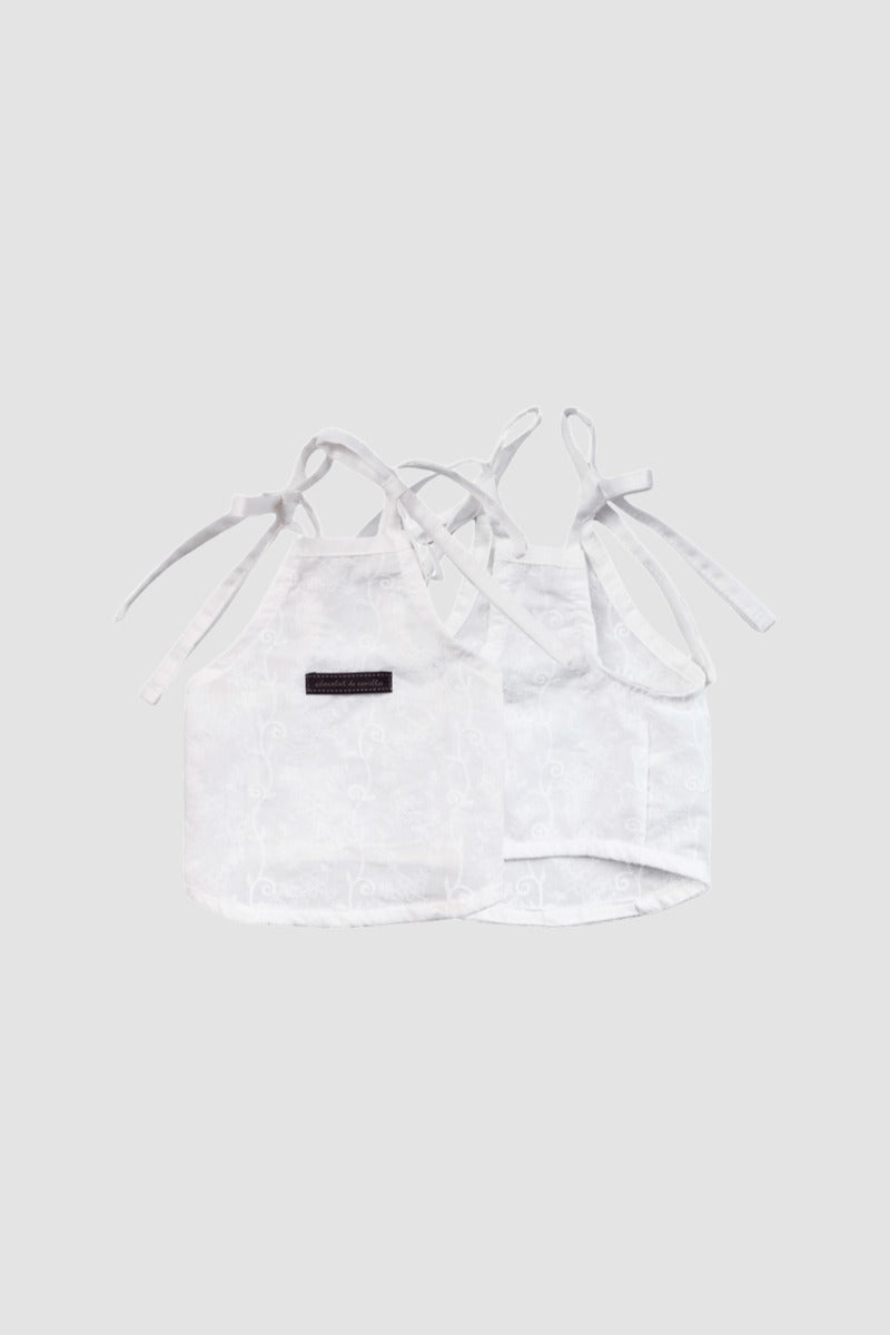 PAWSMOMENT Cotton-Linen Tie-Up Dog Shirt - White