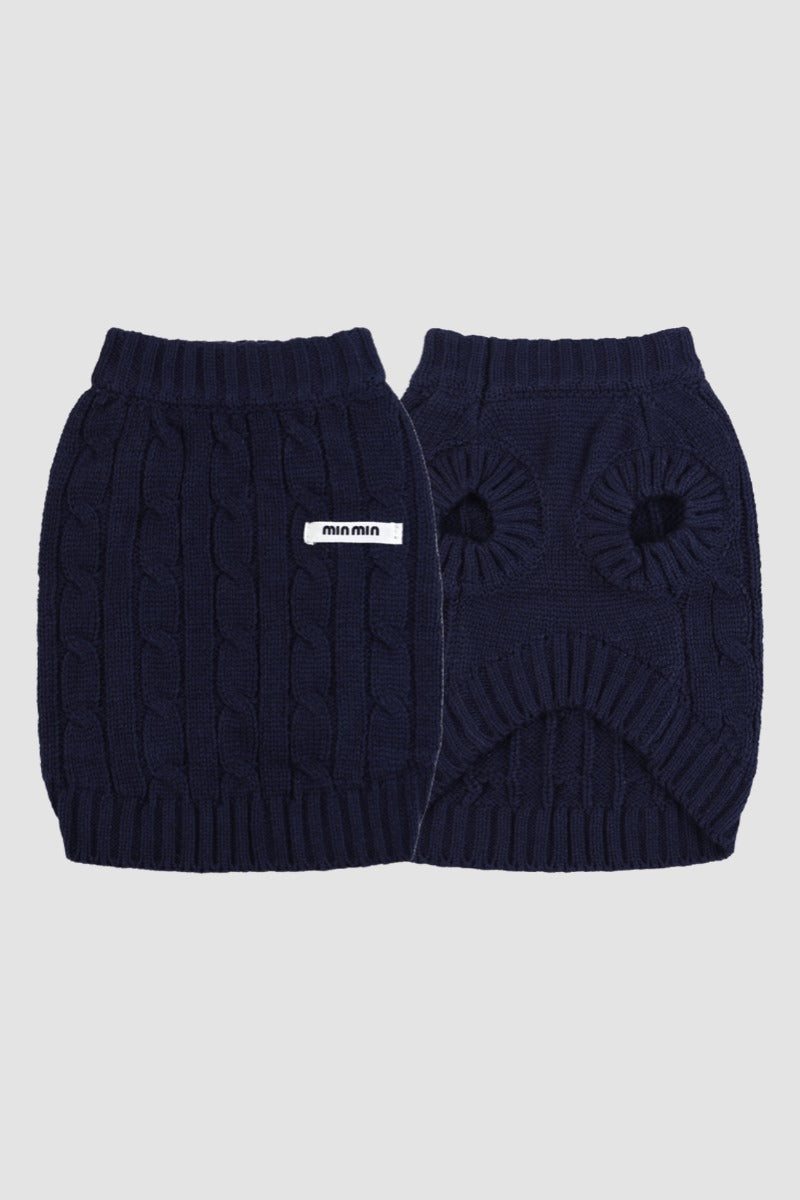 PAWSMOMENT Dog Winter Knit Sweater - Blue