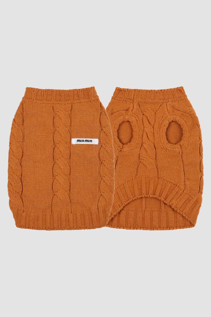 PAWSMOMENT Dog Winter Knit Sweater - Brown