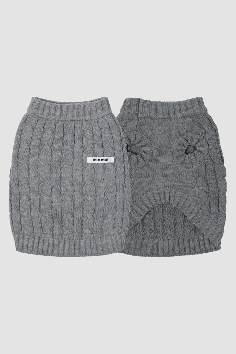 PAWSMOMENT Dog Winter Knit Sweater - Gray