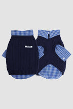 PAWSMOMENT Dog Winter Knit Sweater with Shirt - Blue