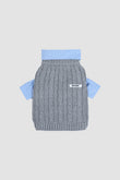 PAWSMOMENT Dog Winter Knit Sweater with Shirt - Gray/Blue