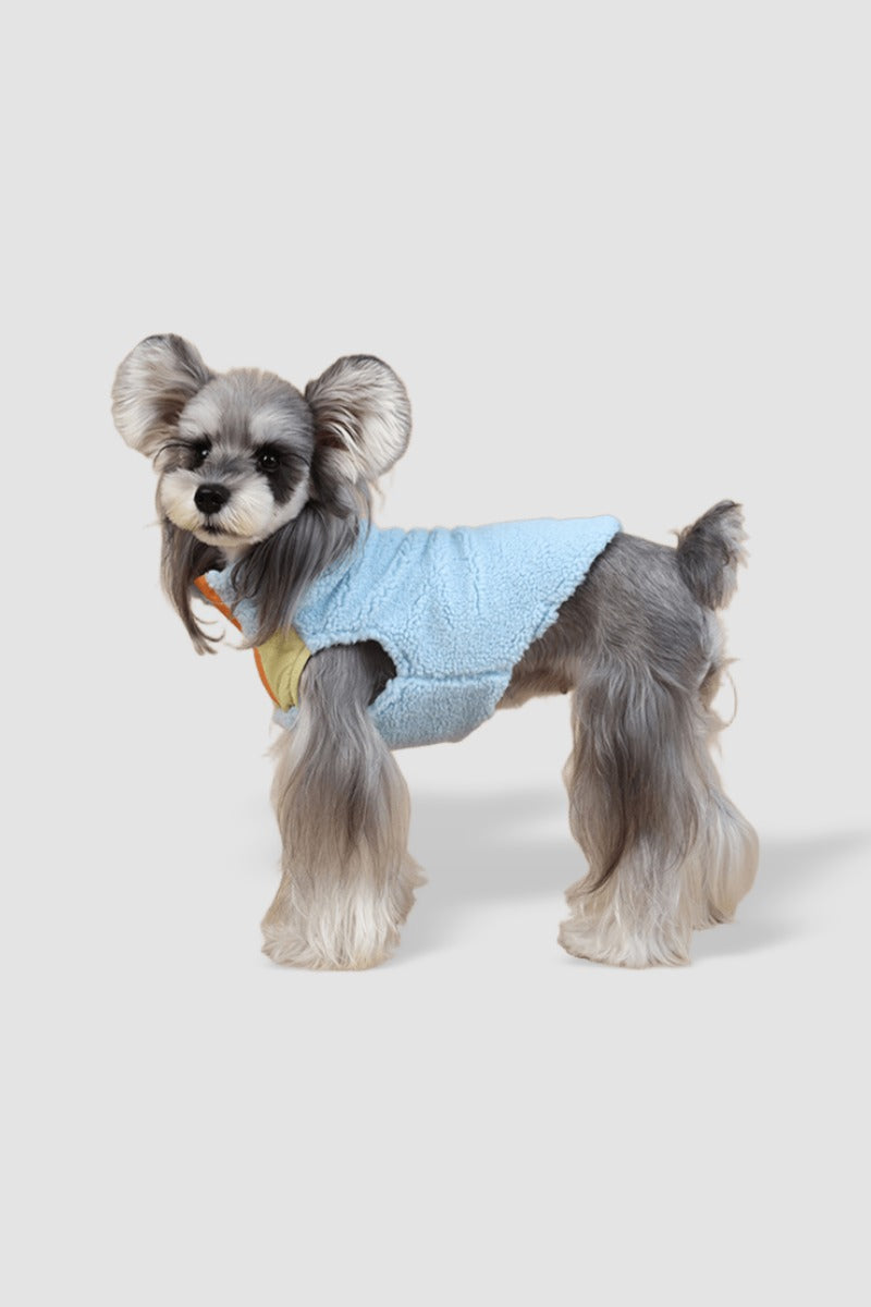 PAWSMOMENT 플리스 하이넥 강아지 조끼 - 컬러블록