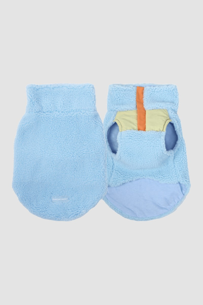 PAWSMOMENT 플리스 하이넥 강아지 조끼 - 컬러블록