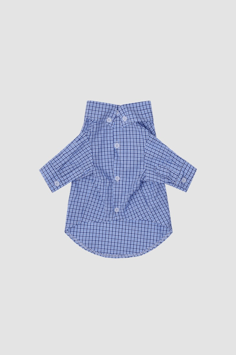 PAWSMOMENT Formal Plaid Button-Up Dog Shirt - Blue
