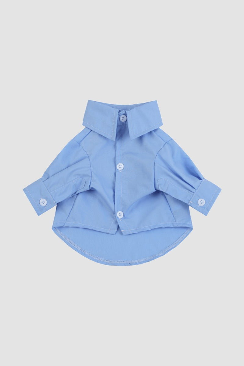 PAWSMOMENT 포멀 버튼업 강아지 셔츠 - 블루
