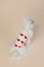 PAWSMOMENT Red Heart Dog Knit Sweater - White