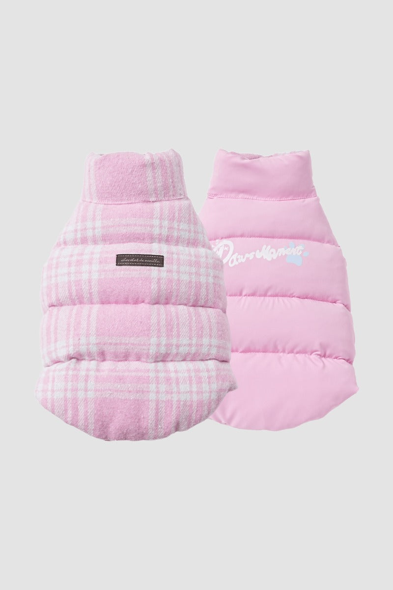PAWSMOMENT Reversible Dog Puffer Vest Jacket - Pink
