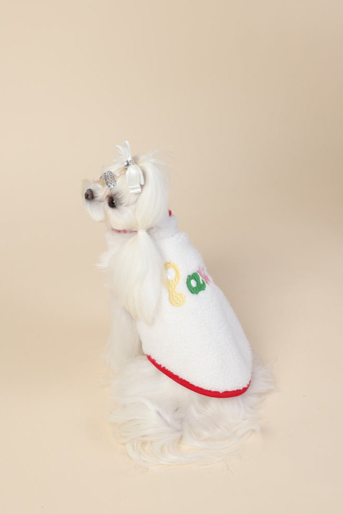 PAWSMOMENT 셰르파 플리스 강아지 조끼 - 화이트