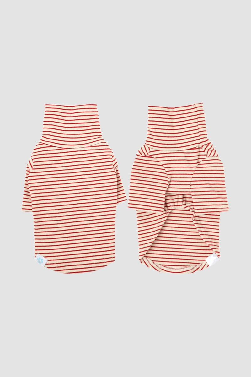 PAWSMOMENT 스트라이프 코튼 강아지 티셔츠