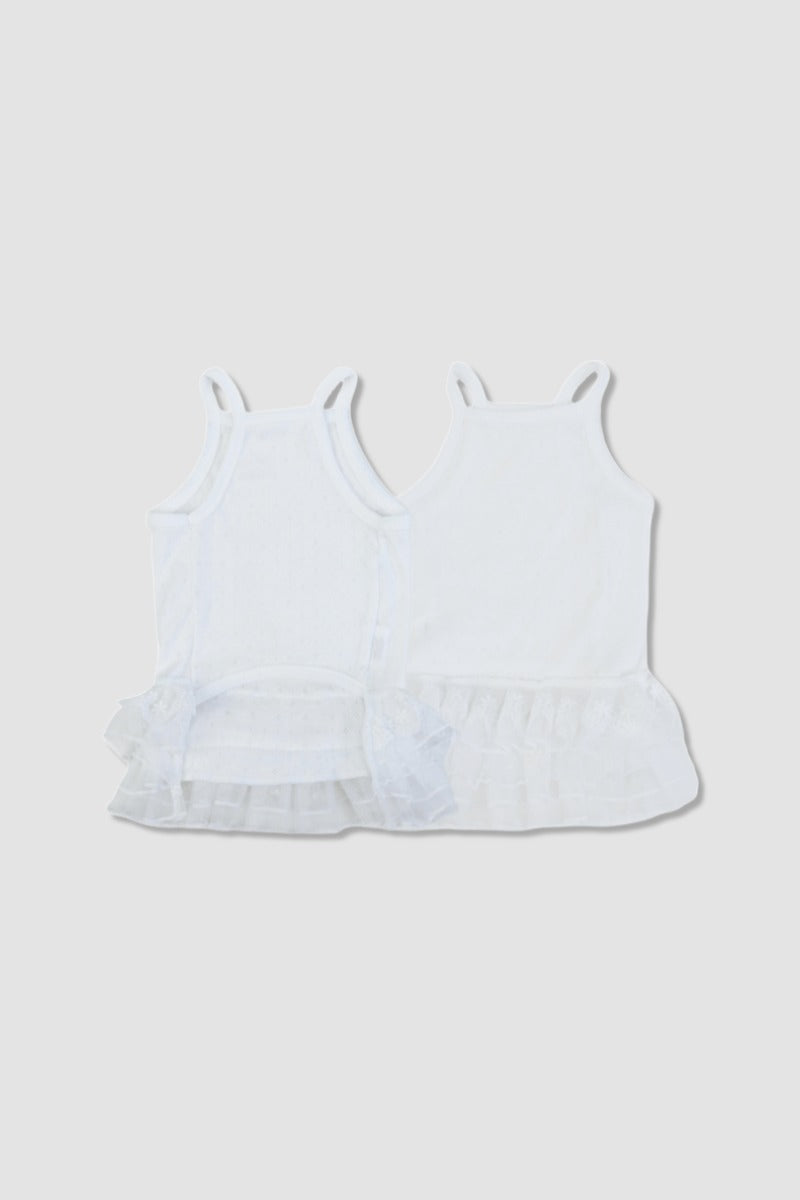 PAWSMOMENT 튤 스커트 강아지 캐미솔 드레스 - 화이트