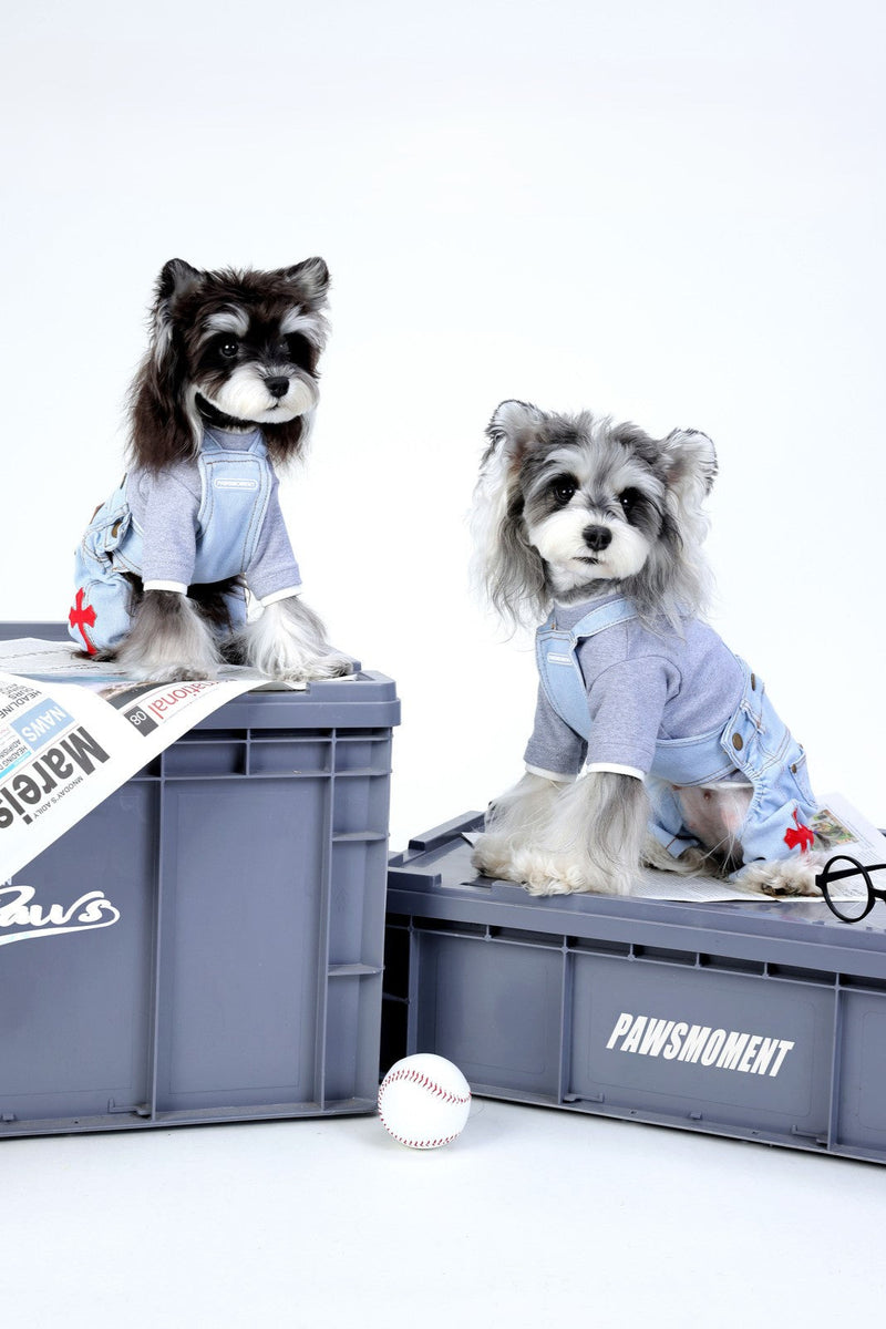 PAWSMOMENT Vintage Dog Denim Overall - Blue