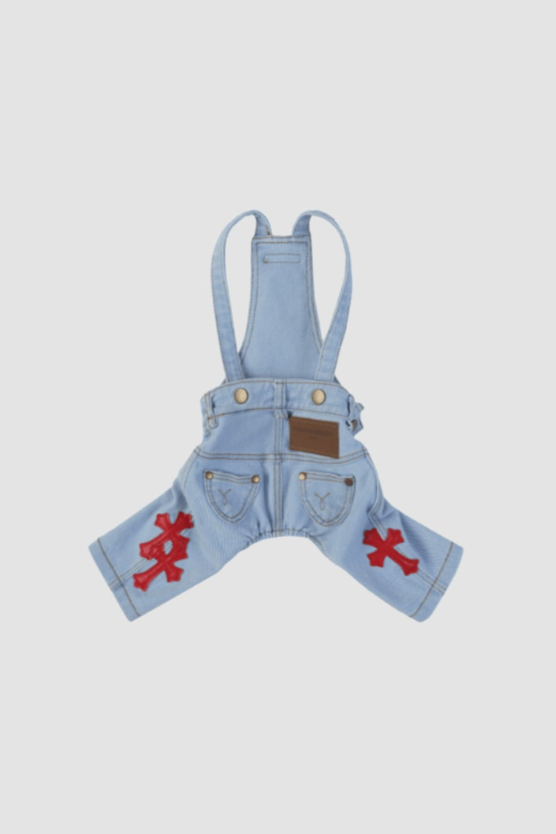 PAWSMOMENT Vintage Dog Denim Overall - Blue