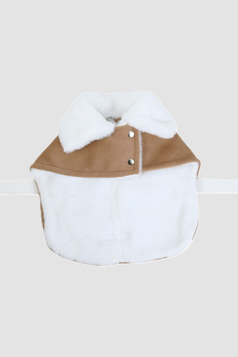 PAWSMOMENT 울 혼방 강아지 케이프 코트 - 브라운